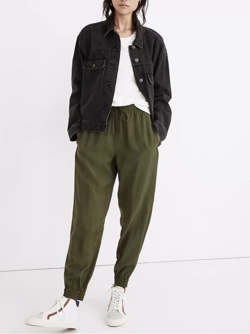 Madewell | Elastic Waist and Hem Track Trouser Womens Size S Green Jumpsuit